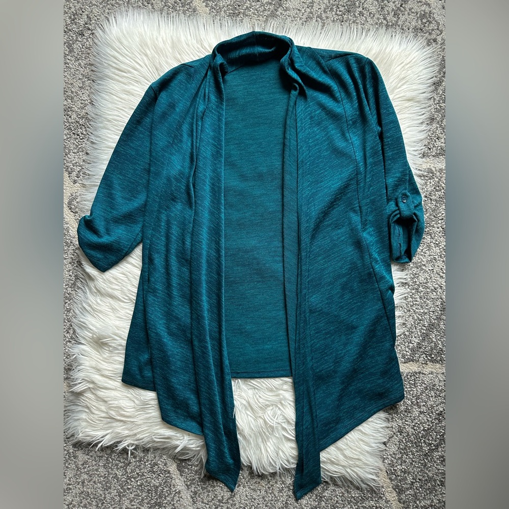 Teal drape front cardigan - Picture 1 of 4